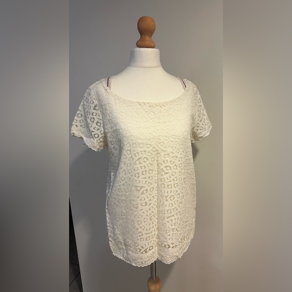 Ikks ICODE white lace short sleeve blouse size small - Picture 3 of 13